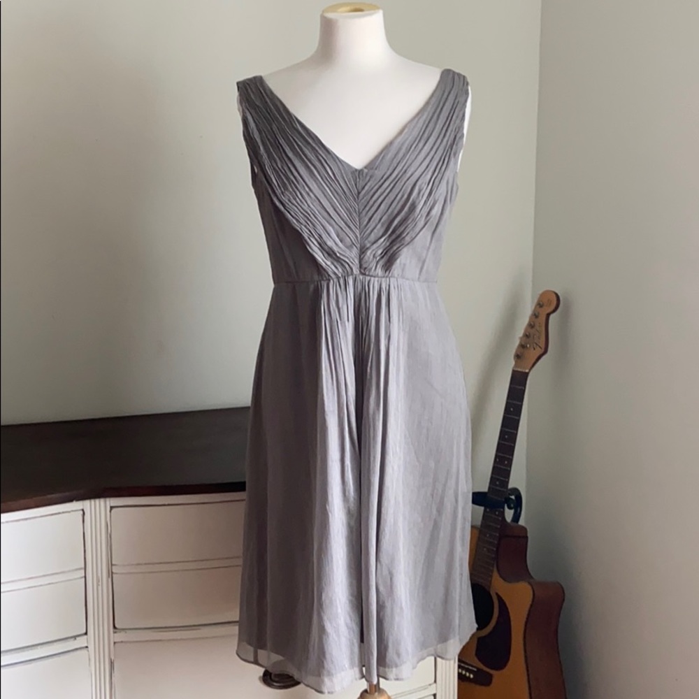 Last chance! J.Crew gray crinkle chiffon silk bridesmaid dress